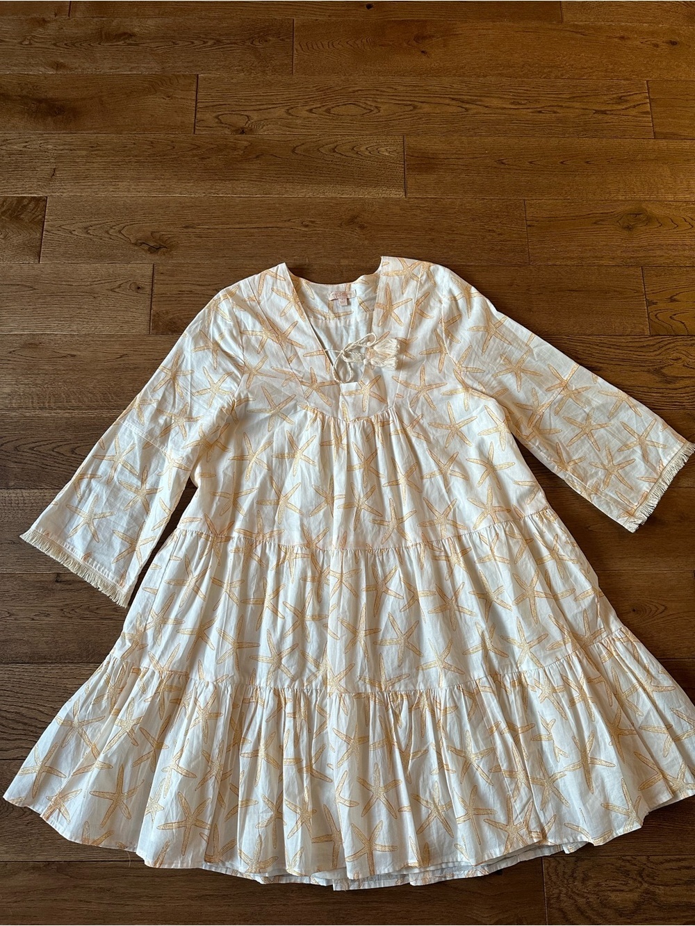 New Pink Chicken Long Sleeve Dress 100% Cotton Starfish Print